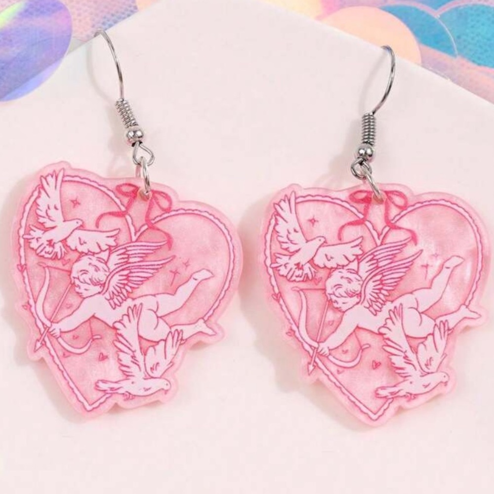 Acrylic Cupid Dangle Earrings